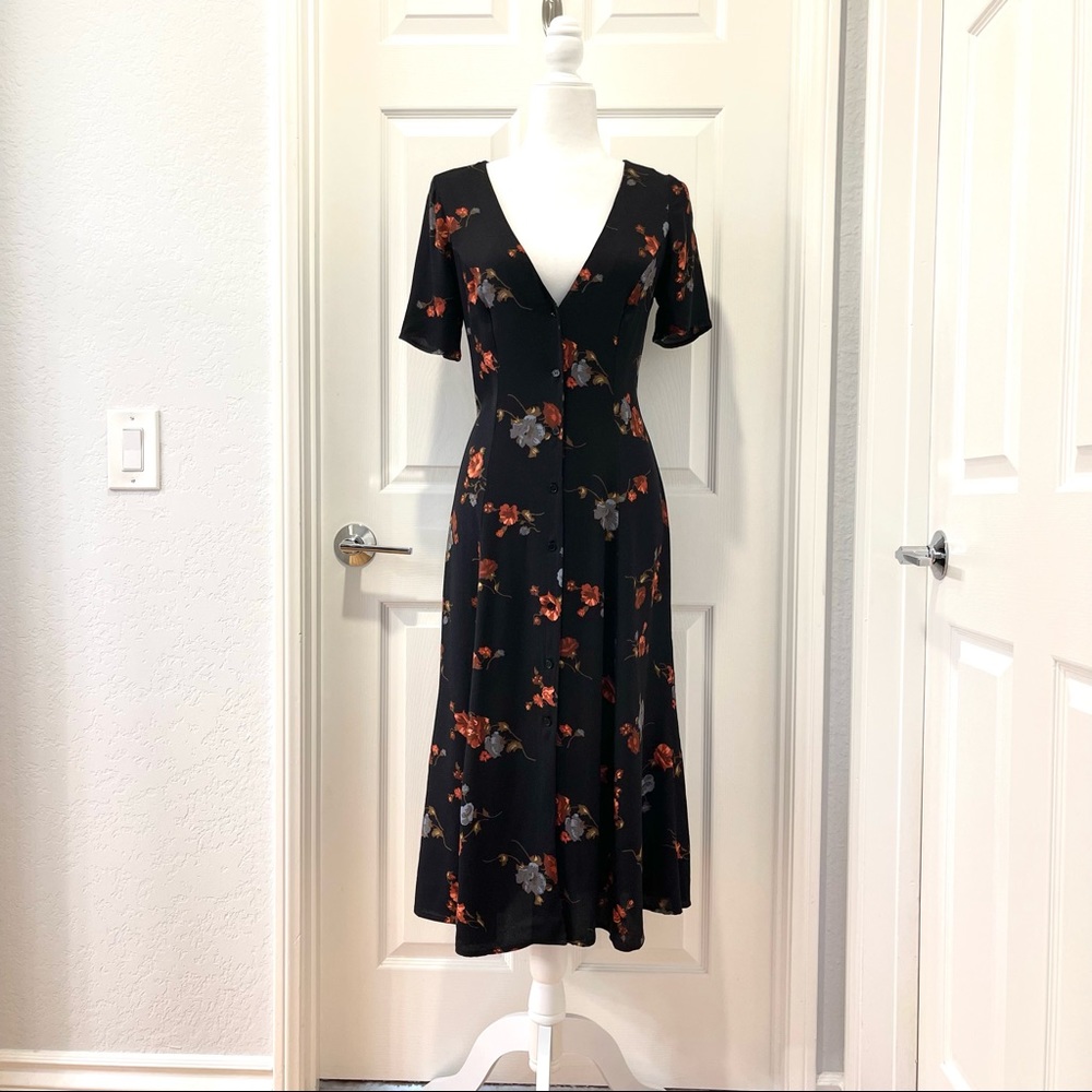 REFORMATION COTTAGECORE FLORAL PRINTED MIDI DRESS SIZE 4